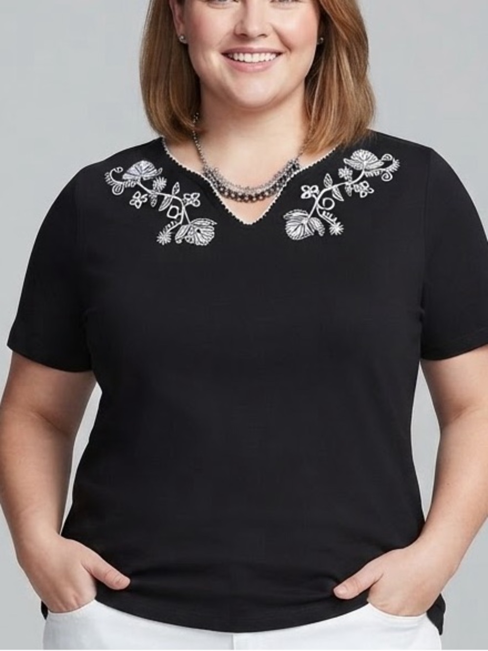 😍CLEARANCE CLASSIC EDITIONS Black Short Sleeve Embroidered Tee LARGE